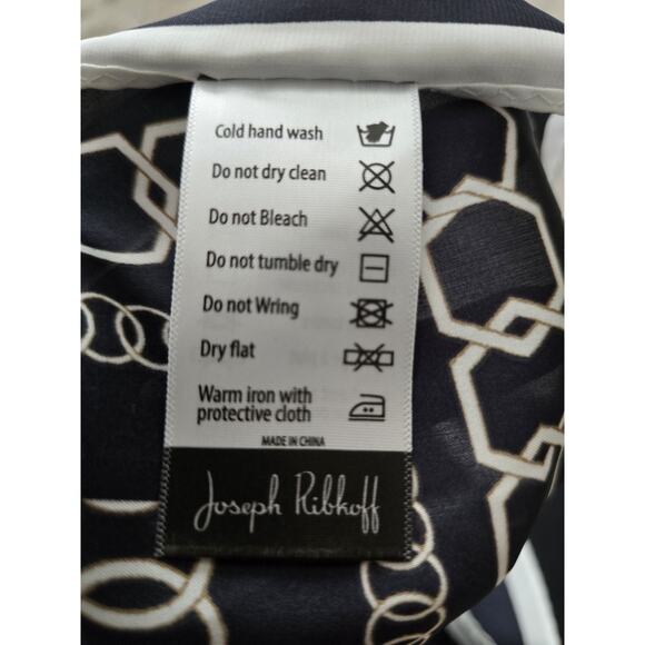 Joseph Ribkoff Midnight Blue/Multi Chain Print Square Scarf, Satin Geometric - Picture 2 of 4